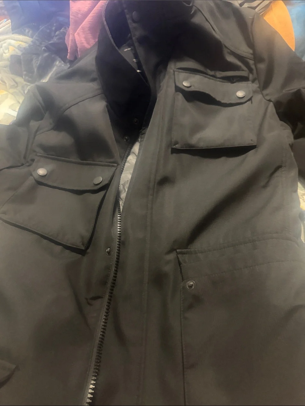 Calvin Klein Men's Black Utility Jacket with Flap Pockets